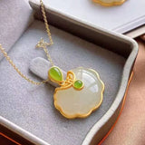 Silver Hetian Jade Ruyi Pendant for Women, Mother Memorial