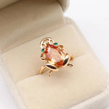 Citrine Golden Toad Frog Open Ring Sparkle Gold-Plated Craft Charm