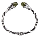 Natural Hetian Jade Winding Craft Bracelet Retro Charm Women's Silver Jewelry