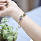 Natural Hetian Jade Winding Craft Bracelet Retro Charm Women's Silver Jewelry