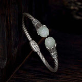 Natural Hetian Jade Winding Craft Bracelet Retro Charm Women's Silver Jewelry