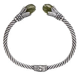 Natural Hetian Jade Winding Craft Bracelet Retro Charm Women's Silver Jewelry