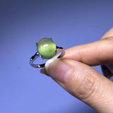 Translucent Prehnite Adjustable Silver Ring