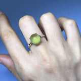 Translucent Prehnite Adjustable Silver Ring
