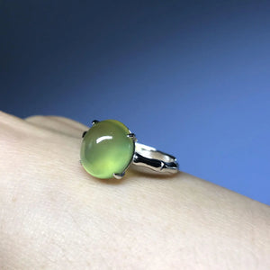 Translucent Prehnite Adjustable Silver Ring