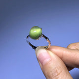 Translucent Prehnite Adjustable Silver Ring