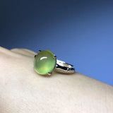 Translucent Prehnite Adjustable Silver Ring