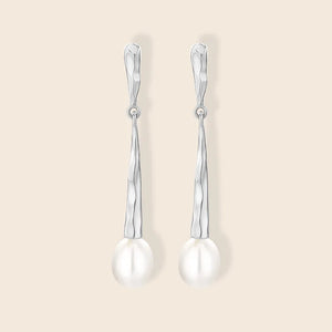 925 Sterling Silver Water Drop Pearl Tassel Stud Earrings