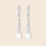 925 Sterling Silver Water Drop Pearl Tassel Stud Earrings