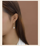 925 Sterling Silver Water Drop Pearl Tassel Stud Earrings