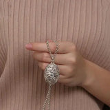 Retro Hollow Pendant Necklace Silver Jewelry