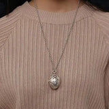 Retro Hollow Pendant Necklace Silver Jewelry