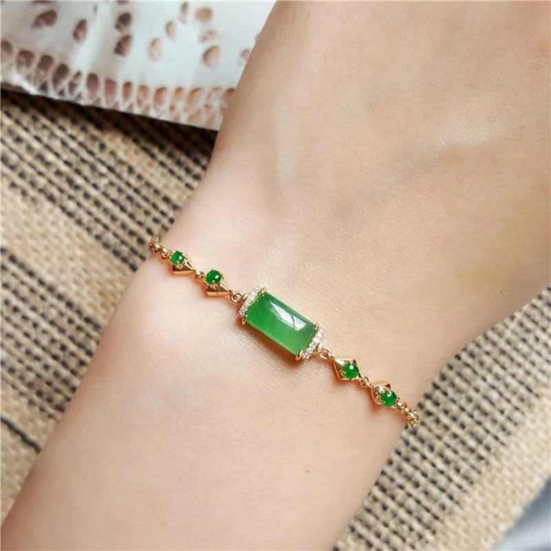 Green Inlaid Sun Bracelet for Women