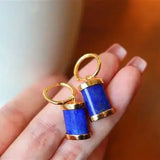 Lapis Lazuli Earrings Chinese Retro Silver Jewelry