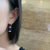 Lapis Lazuli Earrings Chinese Retro Silver Jewelry