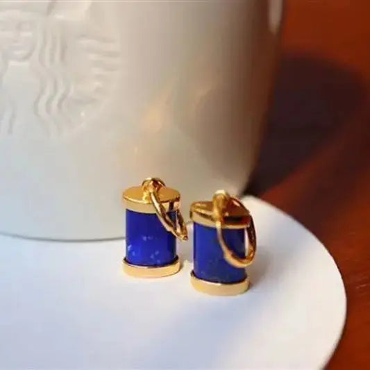 Lapis Lazuli Earrings Chinese Retro Silver Jewelry
