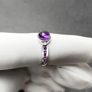 Lavender Amethyst Egg Surface Opening Adjustable Ring