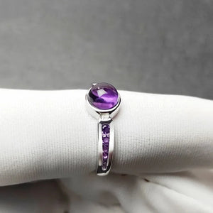Lavender Amethyst Egg Surface Opening Adjustable Ring