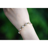 Natural Chalcedony Egg Noodles Wrap Bracelet Silver Jewelry