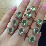 Vintage Prehnite Egg Noodle Ring - Adjustable Silver Jewelry