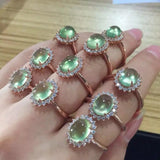 Vintage Prehnite Egg Noodle Ring - Adjustable Silver Jewelry