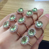 Vintage Prehnite Egg Noodle Ring - Adjustable Silver Jewelry