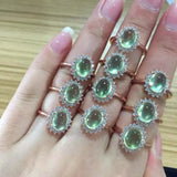 Vintage Prehnite Egg Noodle Ring - Adjustable Silver Jewelry