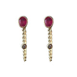 Oval Ruby Chain Earrings - Women's Silver Jewelry
