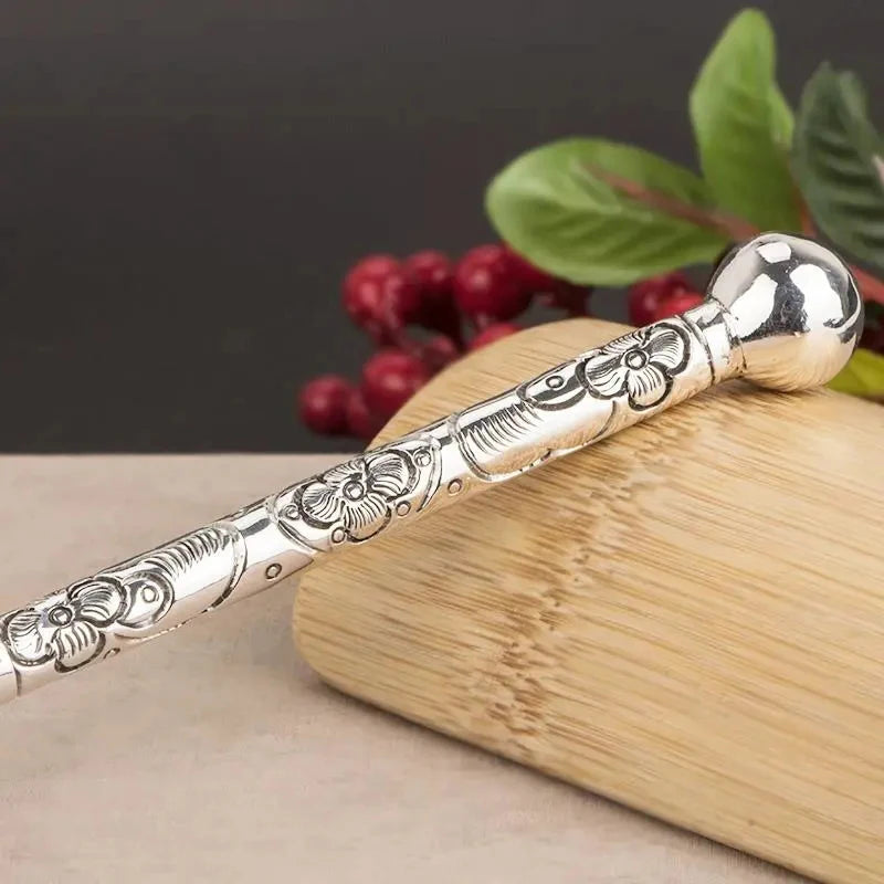 Thai Silver Flower Hairpin Hanfu Charm Jewelry