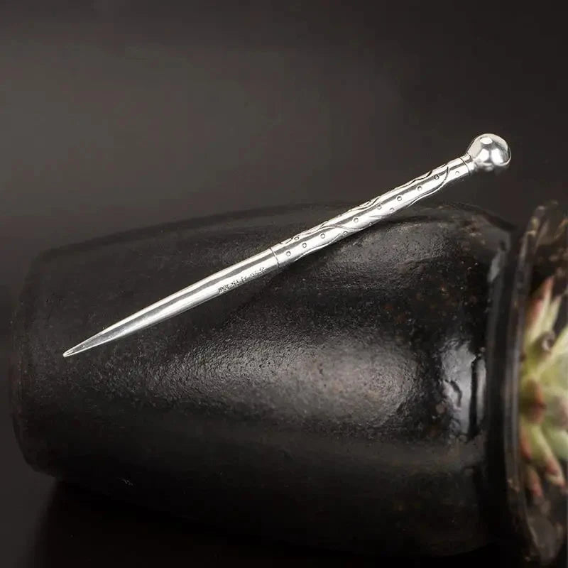 Thai Silver Flower Hairpin Hanfu Charm Jewelry