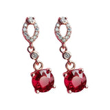 Ruby Rose Earrings Retro Light Shining Noble Charm Women's Silver Jewelry