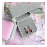 Ruby Rose Earrings Retro Light Shining Noble Charm Women's Silver Jewelry