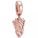 925 Silver Happy Interlocking Hearts Charm Dangle for Bracelet DIY Jewelry