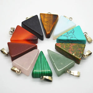 Stone Multicolor Triangle Necklace Pendant DIY Men Women Accessories