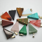 Stone Multicolor Triangle Necklace Pendant DIY Men Women Accessories