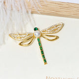 Women's Natural Pearl Dragonfly Brooch with Cubic Zirconia