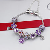 Panjia Purple Petal Pendant Bracelet DIY Beaded Bracelet
