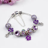 Panjia Purple Petal Pendant Bracelet DIY Beaded Bracelet