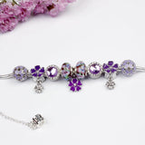 Panjia Purple Petal Pendant Bracelet DIY Beaded Bracelet