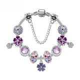 Panjia Purple Petal Pendant Bracelet DIY Beaded Bracelet