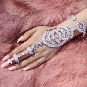 Crystal Rhinestone Lady Bracelet Ring Set Charm Women's Party Jewelry