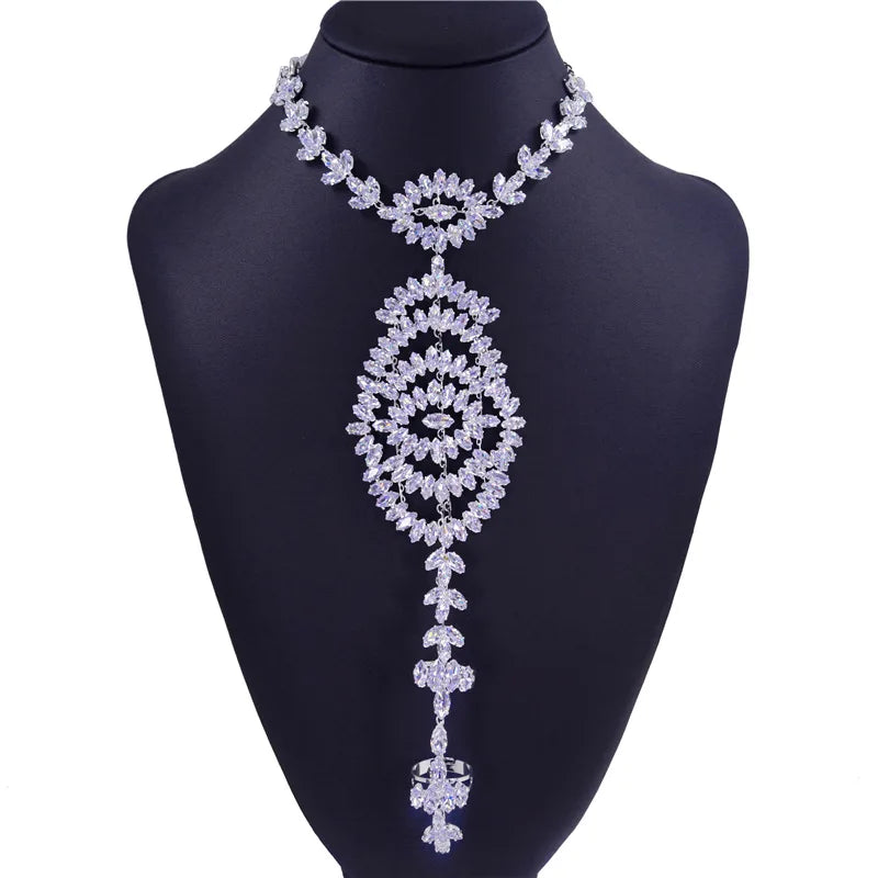 Crystal Rhinestone Lady Bracelet Ring Set Charm Women's Party Jewelry