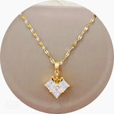 Peach Heart Crown Titanium Steel Necklace