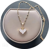 Peach Heart Crown Titanium Steel Necklace