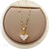 Peach Heart Crown Titanium Steel Necklace
