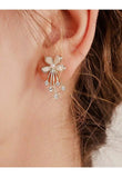 Opal Flower Earrings with Zirconium S925 Sterling Silver