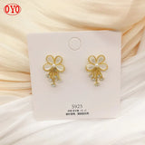 Opal Flower Earrings with Zirconium S925 Sterling Silver
