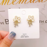 Opal Flower Earrings with Zirconium S925 Sterling Silver