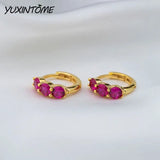 925 Silver Crystal Zircon Hoop Earrings Wedding Jewelry