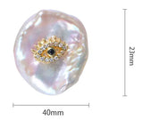 14K Plated Baroque Pearl Angel Eye CZ Brooch Lady Costume Jewelry